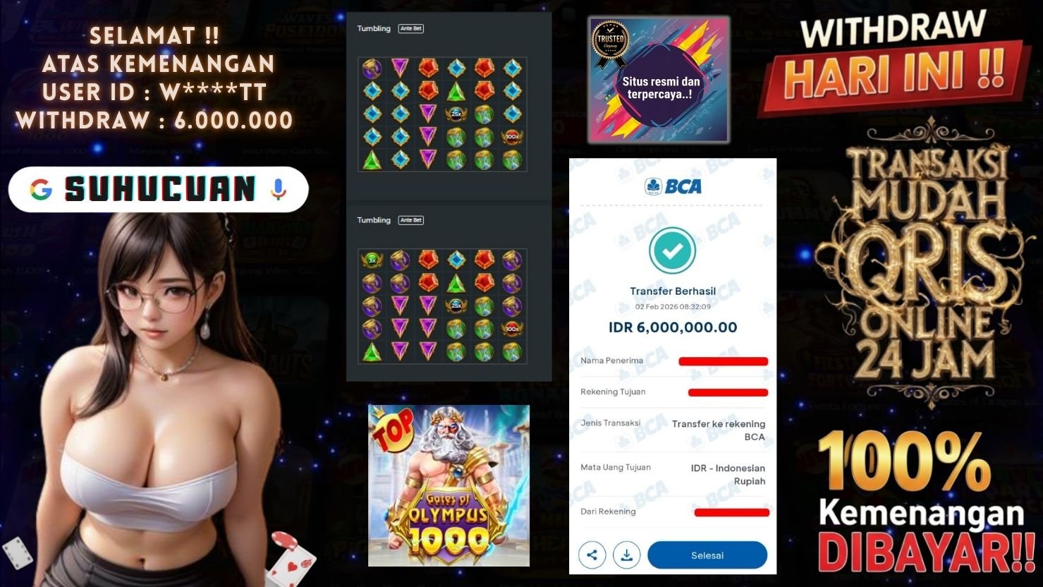 SUHUCUAN JACKPOT SLOT GATES OF OLYMPUS 1000